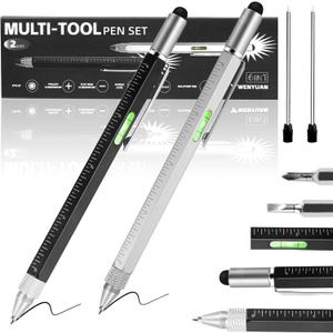 WY WENYUAN Multitool Pen - Men's Gift for Birthday, Dad, Husband, Grandpa; Stocking Stuffer, White Elephant Gift; Tools & Gadgets