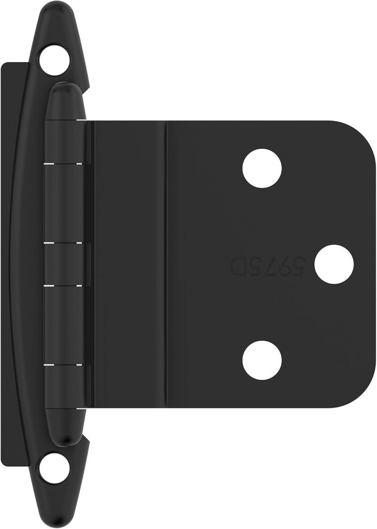 Amerock BPR3417FB | Cabinet Hinge | 3/8 in (10 mm) Inset Non-Self Closing Face Mount | Matte Black | Kitchen Cabinet Door Hinge | 1 Pair/2 Pack | Functional Hardware