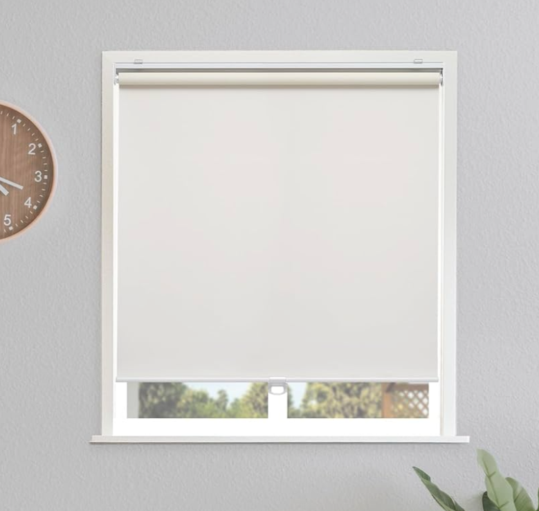 YCUHEN Cordless Roller Shades Pull Down Window Blinds Room Darkening Rolled Up Shades with Push-Pull Rod for Home and Office Bedroom Bathroom Living Room Beige 32×72 inc