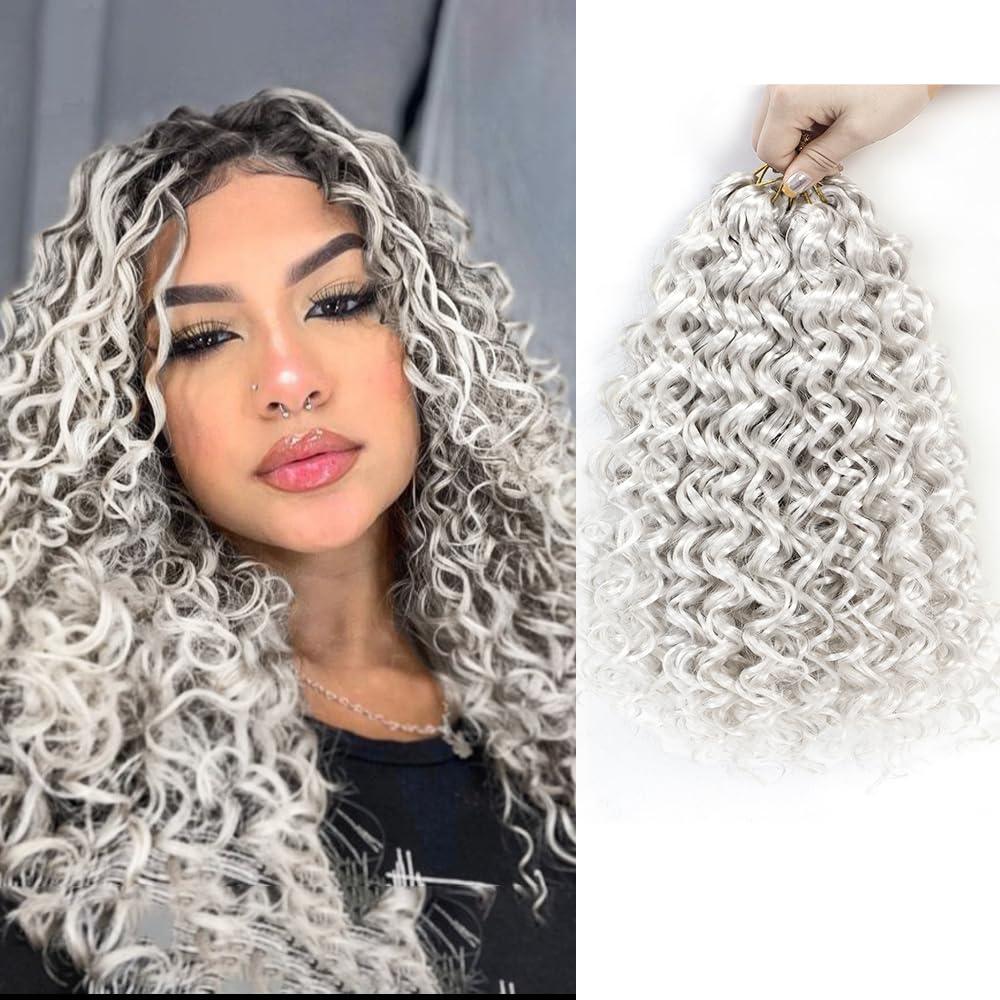 Gogo Curl Crochet Hair 10 Inch Short Curly Crochet Hair for Black Women Beach Curl Water Wave Curly Crochet Braids Hair, Deep Wave Synthetic Braiding Hair Extensions (10 inch 7 Packs White)