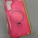 DUEDUE for Samsung Galaxy S22 Ultra Case with Ring Stand[Compatible with Magsafe], Translucent Matte Back Cover Slim Shockproof Kickstand Phone Case for Samsung S22 Ultra 6.8", Hot Pink