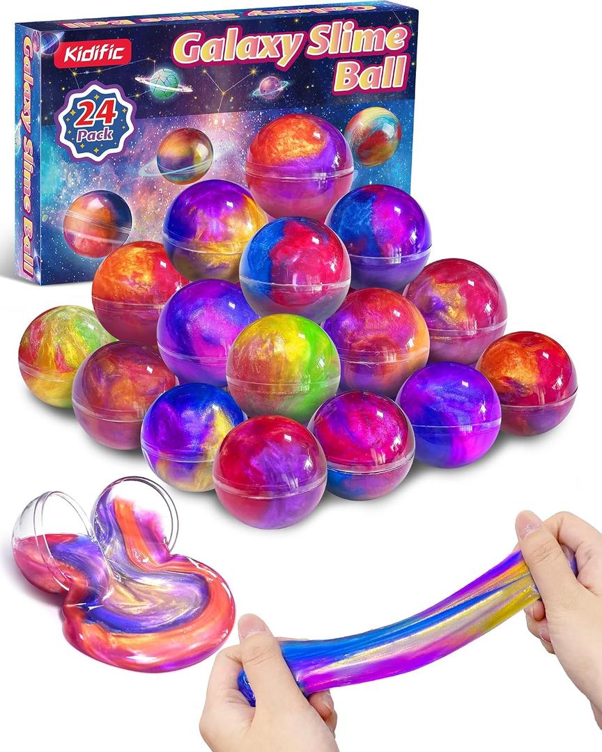24 Pack Galaxy Slime Party Favors, Non-Sticky, Stress Relief Treasure Box Toys for Classroom Prizes Party Supplies, Student Gifts Birthday Goodie Bags Stuffers for Kids Teens Boys Girls 4-8, 8-12