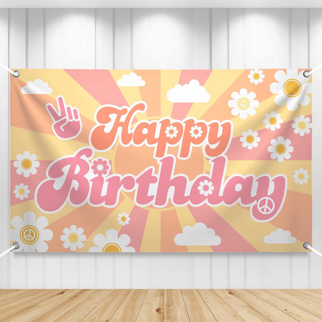 KatchOn, XtraLarge Pink Happy Birthday Banner - 72x44 Inch | Happy Birthday Banner For Birthday Decorations | Pink Party Decorations for Women, Girls | Bow Party Decorations