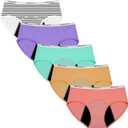 Teen Girls Period Underwear for Heavy Flow High Absorbency Kids Period Panties Leakproof Soft Cotton Briefs (12-14 Years, Xsk5-1)