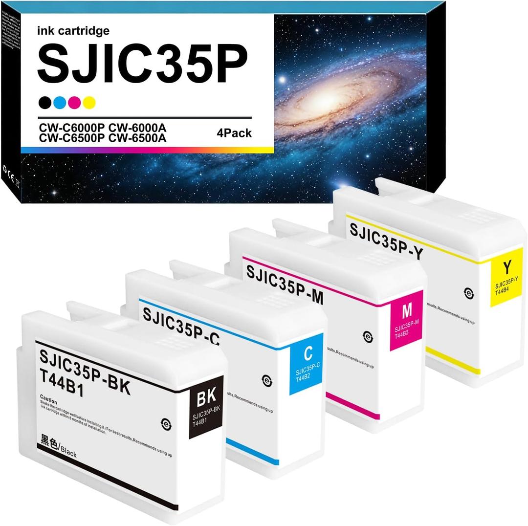 SJIC35P Ink Cartridge Remanufactured T44B1 T44B2 T44B3 T44B4 Ink Cartridge Replacement for ColorWorks CW-C6000P CW-C6500A CW-C6500P CW-C6000A Label Printer
