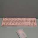 SEUNKWANG V3 Wireless Keyboard and Mouse with Single Backlit, Metal Panel, Bluetooth/2.4G Rechargeable Computer Keyboard and Mouse Combo Silent Lighted Full Size Cute Keyboards-Pink