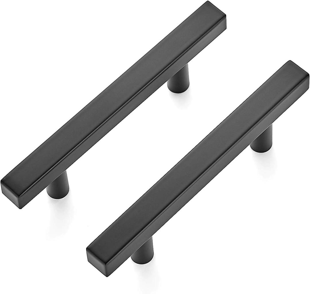 Ravinte 30 Pack 5 inch Square Cabinet Pulls Matte Black Stainless Steel Kitchen Drawer Pulls Cabinet Handles 5Length, 3 Hole Center