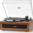 Record Player Turntable for Vinyl Records Built-in 4 Stereo Speakers All in 1 Vinyl Player Belt Drive Turn Table MM Cartridge ATN-3600L Stylus 33 45 Speed BT Wireless High Fidelity Classic Brown