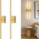 Battery Operated Wall Sconces Set of 2, 10000mAh Rechargeable Wall Lights with Remote, 360 Rotate 3000K-6000K LED Wireless Wall Light Fixtures Decor for Bedroom Living Room Hallway Picture Lighting (Gold)