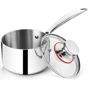 P&P CHEF 3 Quarts Tri-Ply Stockpot and Saucepan, Stainless Steel Sauce Pan with Lid, Cooking Induction Pot, Kitchen Cookware for All Stoves, Non-Toxic, Durable & Dishwasher Safe, 1 Piece