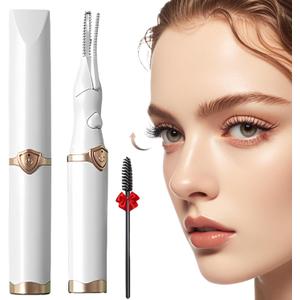 Heated Eyelash Curler, 2-in-1 Clip-Type Design, 3 Temperature Modes, USB Rechargeable Electric Eyelash Curler, 24H Long-Lasting Curl, Gift for Women, White-EA