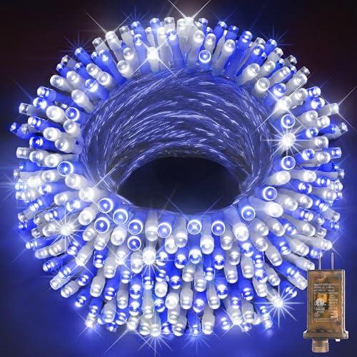 KNONEW 403FT 1000 LED Christmas Lights Outdoor String Light with 8 Modes and Timer Memory Waterproof Fairy Lights Decorations for Xmas Tree Yard Wedding Backdrop Decor(Blue and White)