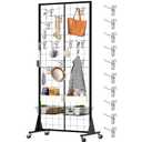 2'x5.5' Ft Gridwall Panel Display Stands Heavy Duty Floor Standing Retail Display Rack with Triangle Base for Retail Art Show With 10 Hooks, Black