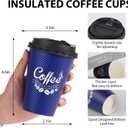 Tamone 100 Pack 12 oz Disposable Coffee Cups with Lids, Insulated Ripple Double-Walled Paper Coffee Cups for Hot Beverages, Cold/Hot Drinking To Go Coffee Cups with Lids for Parties and Travel (Grey)