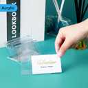 Amyhill 120 Pcs Mini Acrylic Sign Display Holder 3.15 x 2 Inch Small Price Display Holder L Shape Stand Up Label Card Sign for Weddings Buffet Birthday Bakery Retail
