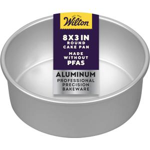 Wilton Aluminum Round Cake Pan, Extra-Deep Bakeware for Layered Cakes, Durable, Even Heating, Rust-Resistant, Professional Quality, 8 x 3 In
