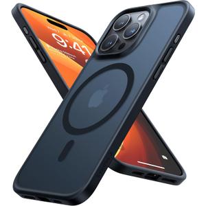 TORRAS for iPhone 15 Pro Case Magnetic Shockproof, [Military-Grade Drop Tested] [Compatible with MagSafe] Translucent Slim Protective Anti-Scratch Anti-Fingerprint Guardian Mag 2023, Black Titanium