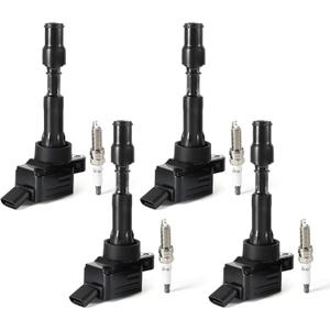 4PCS UF816 Ignition Coils Pack & Iridium Spark Plugs Compatible with Hyundai Elantra Sonata Kona for Kia Forte Optima 2.0L Replace#27300-2E601