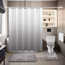 4 Pcs Gray Shower Curtain Sets with Rugs Solid Bathroom Sets with Shower Curtain and Rugs and Adjustable Toilet Lid Cover for Luxury Bathroom Decor