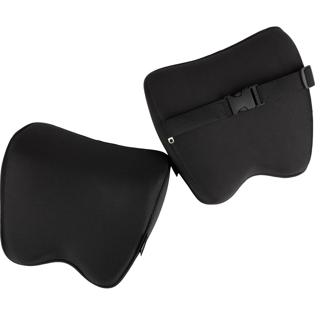 Stalwart Paquete de 2 almohadas para reposacabezas de automvil, juego de almohada transpirable de espuma viscoelstica para el cuello del automvil con correas ajustables, almohadas de automvil para