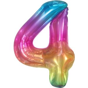 KatchOn, Giant Rainbow 4 Balloon Number - 40 Inch | Number 4 Balloons for Birthdays | 4 Year Old Balloon for 4th Tie Dye Birthday Decorations Girl | 4 Number Balloons for Anniversary Decorations (Jelly)