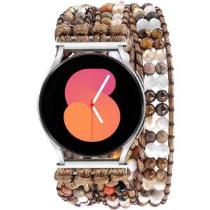 Boho Beaded Handmade Braided Bracelet Band Women 20mm Compatible for Samsung Galaxy Watch 7/6/5/4/Active 2/4 Classic/6 Classic/5 Pro/FE 40mm 42mm 43mm 44mm 45mm 46mm 47mm