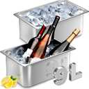 meekoo 2 Pack Ice Buckets for Freezer Wine Beer Champagne Bucket Stainless Steel Bin for Freezer Metal Drink Buckets Cocktails Wine Cooling for Mimosa Bar Supplies (9 Liters)