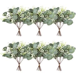 ZeKonan 40 Pcs Artificial Greenery Eucalyptus Stem Silver Dollar Leaves Baby Eucalyptus Leaves Suitable for Family Wedding Vase Centerpieces Bouquet Flower Arrangement