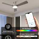 42" RGB Ceiling Fan with Light, Music Sync Smart Fan with Alexa/Google/App Control, Low Profile Flush Mount, 6-Speed Quiet DC Motor, 4 CCT Dimmable Lighting for Bedroom Living Room