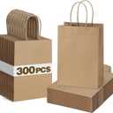 BagDream 300Pcs Paper Bags 5.25x3x8 Small Brown Gift Bags with Handles Bulk, 1 Count