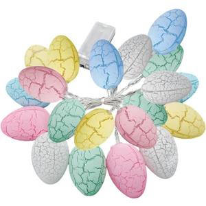 9.8 Ft 20-Led Easter Egg String Lights, Battery-Operated Crackle Pattern Decorations for Indoor Festivities and Parties