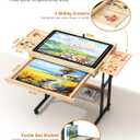 1500-Piece Wooden Puzzle Table with Moving Caster for Family Puzzling, Height Adjustable Puzzle Board with Drawers & Felt Cover for Adults & Kids, Gift for Mom, Parent, and Puzzle Enthusiasts, Medium Size