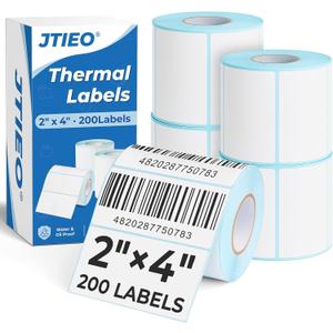 3 x JTIEO 2" x 4" Sticker Labels Direct Thermal Labels 200Pcs Shipping Label, Compatible with Zebra & Rollo Label Printer