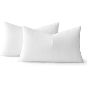 MIULEE 12x20 Pillow Inserts Set of 2, Rectangle Decorative Throw Pillow Premium Fluffy Lumbar Pillow Forms Stuffer for Living Room Sofa Couch Bed, White 