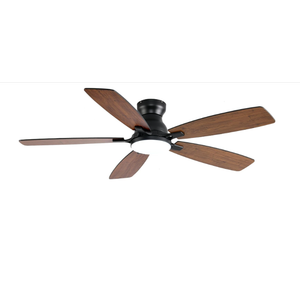 JSAITEE Ceiling Fans with Lights, 52 Inch Low Profile Ceiling Fan with Light and Remote Control, Flush Mount, DC Reversible Motor, Noiseless, Brown 6 Speeds Ceiling Fan for Bedroom