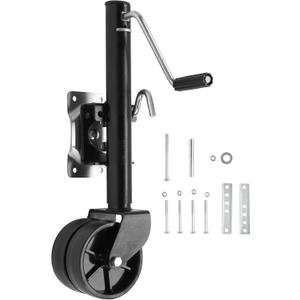 Trailer Jack, Heavy Duty Swivel Boat Trailer Jack with Dual Wheels, 2000 lbs, 11" Lift Swing Back Trailer Jack for RV Boat Silver Black