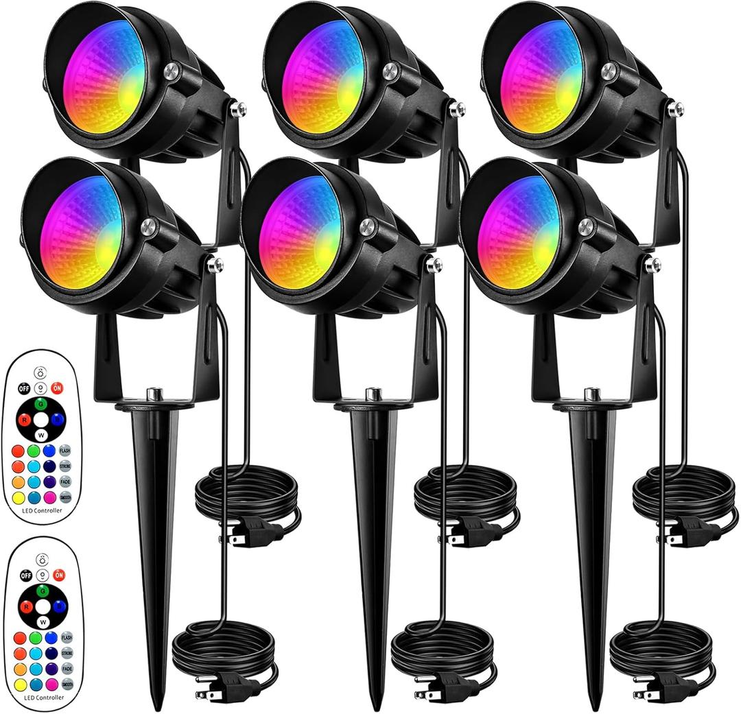 Halloween Christmas Spotlight Outdoor RGB Spot Lights 10W LED Landscape Lights Spot Lights Outdoor with 16 Color Changing for Yard Garden Decor, Landscape Lighting with Remote IP67 Waterproof (6)