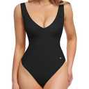 Popilush Body Suits for Womens - Going Out Tank Tops - Plunge Deep V Neck Backless Sleeveless Tummy Control Shapewear Bodysuit, 3XL