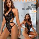 txsrbsj Sexy Lingerie for Women Lace Teddy Bodysuit Lingerie One-Piece High Cut Sex Women's Lingerie Outfits (Black, S)