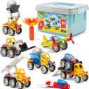 Play Brainy Magnetic Toy Cars Set for Boys and Girls - Brilliant Educational Toys for Toddlers and Preschoolers - Montessori Toy is Load of Fun & Helps with Developmental Skills (90 Piece)