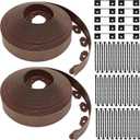 Sasylvia 2.5'' x 200' Landscape Edging Kit Edging Border Coil Include 120 Anchoring Spikes 10 Connectors Plastic Garden Border for Lawn Garden Grass Yard Home(Brown)