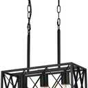 KEESFU Black Farmhouse Kitchen Island Lighting, 3 Lights Pendant Lighting Fixtures, Adjustable Height, Industrial Dining Room Light for Living Room Foyer Dining Table Over Sink.