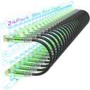 Sokqovt Cat6a Patch Cables Slim 1ft (24 Pack), Flexible Ethernet Cable 10G 550MHZ, 28AWG Pure Copper Cat6 for Network Cabinet, Cat 6 Black
