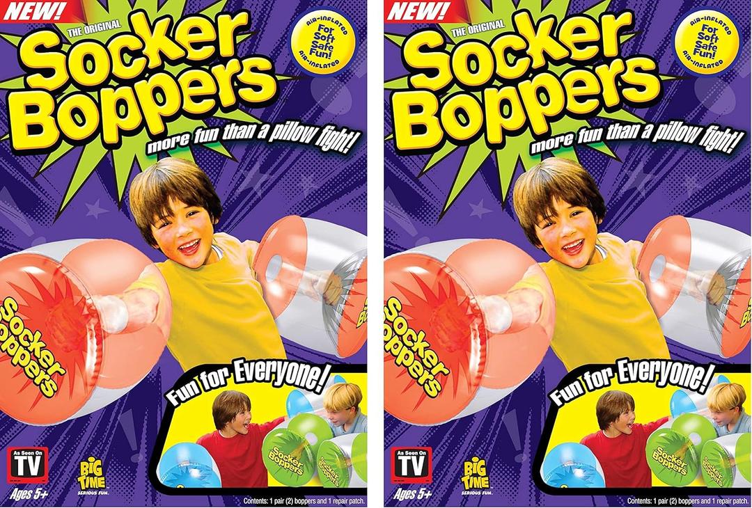 Socker Boppers Inflatable Boxing Pillows - 2 Pairs of Clear Boppers, Box and Bop, Durable Vinyl, Active Outlet That aids in Agility, Balance and Coordination, Safe Fun Indoor or Out, Great Gift