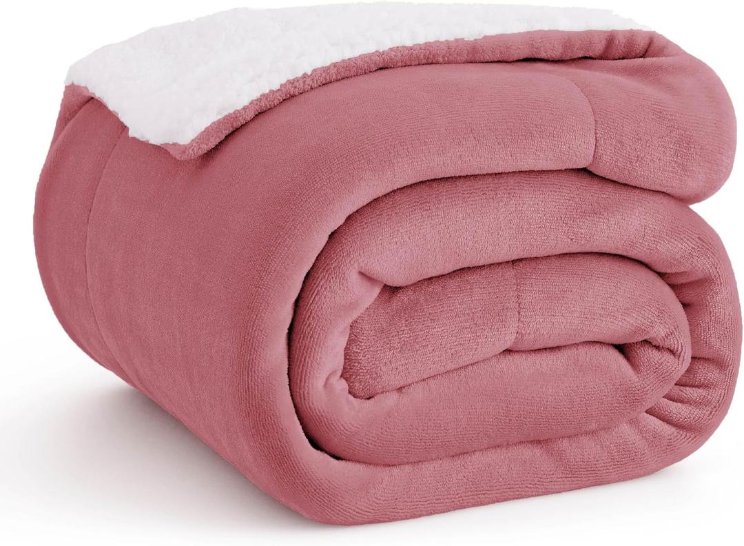 Bedsure GentleSoft Sherpa Fleece Throw Blanket for Couch, Non-Heated, Thick and Warm Throw for Girls and Women, Soft Fuzzy Plush Blanket for Winter, Dusty Rose, 50x60 Inches