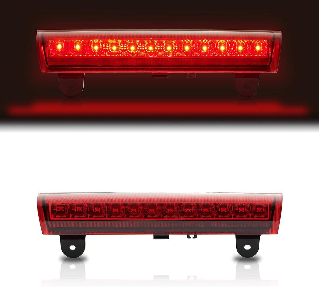 Third 3rd Brake Light, LED High Mount Stop Light Replacement for 2000 2001 2002 2003 2004 2005 2006 Chevy Tahoe Suburban/GMC Yukon XL Denali, Rear Center Cab Roof Tail Lamp, Red Lens