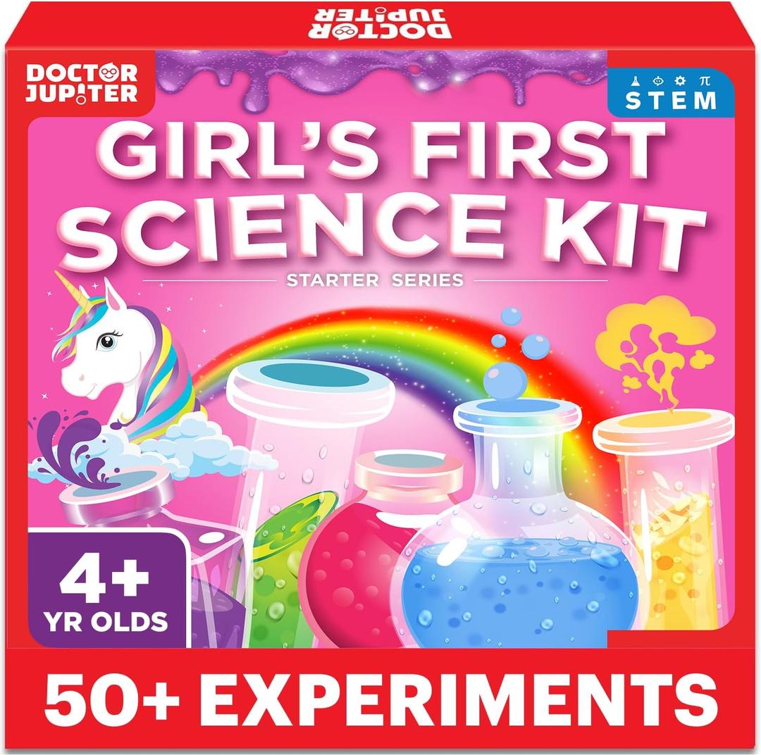Doctor Jupiter Girls First Science Kit for Kids Ages 4-5-6-7-8 | Birthday Gift Ideas for 4+ Year Old Girls | STEM Toy Kit with 50+ Experiments | Learning & Educational Projects