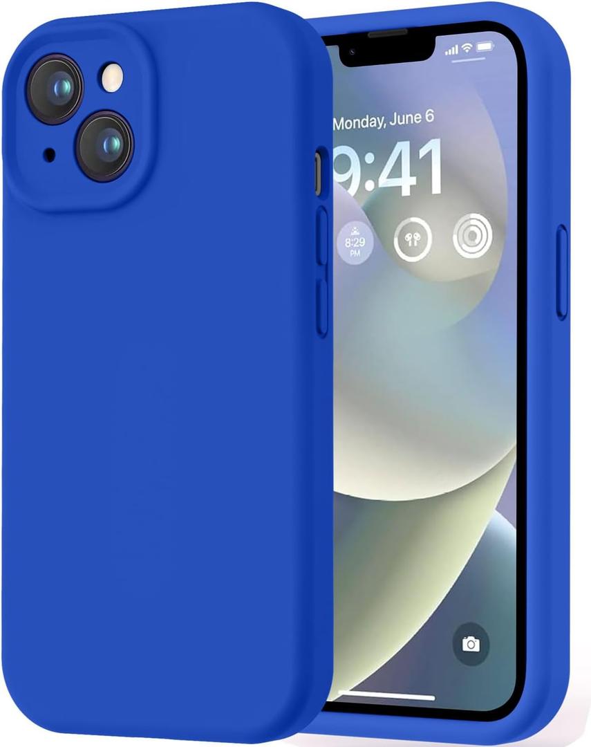 LOVE 3000 Designed for iPhone 14 Case, Premium Silicone with [Soft Anti-Scratch Microfiber Lining] Shockproof Protective Phone Case for Men Women Girls 6.1", Klein Blue