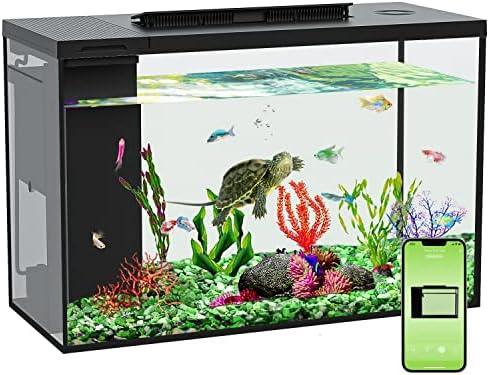 ERAARK 4.5 Gallon Betta Fish Tank self Cleaning, Aquarium kit Smart Aquarium That Supports Bluetooth, Small Fish Tank with Filter Light Water Pump, Fish Tank Starter Kits Fish Bowl (Aquarium)