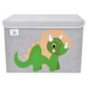 Foldable Large Kids Toy Chest with Flip-Top Lid, Collapsible Fabric Animal Toy Storage Organizer/Bin/Box/Basket/Trunk for Toddler, Children and Baby Nursery (Triceratops)